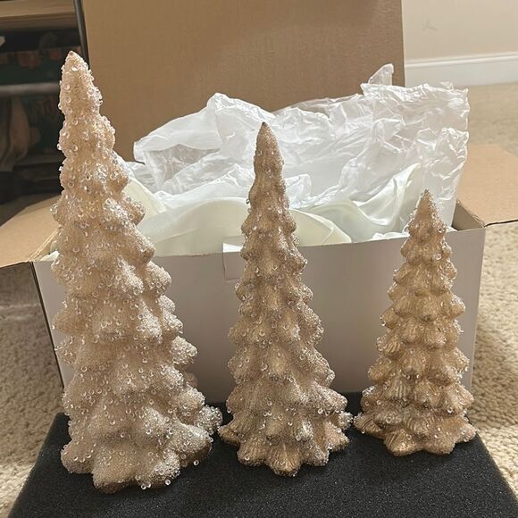 Frontgate Elegant Frosted Gold “Diamond” studded Holiday Tree Set - Picture 1 of 10